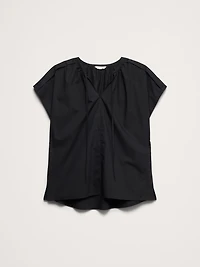 Cotton Poplin Split-Neck Tunic