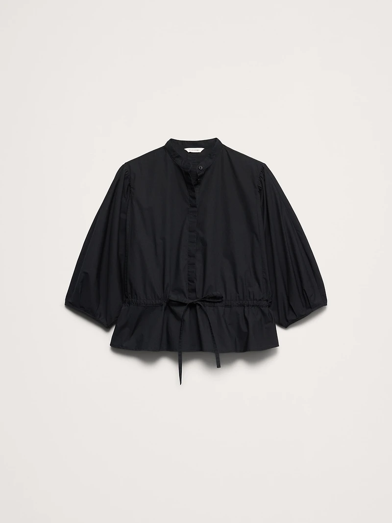 Cotton Poplin Tie-Waist Top