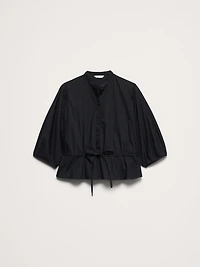 Cotton Poplin Tie-Waist Top
