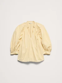 Cotton Poplin Split-Neck Top