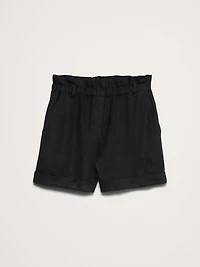 3.5" Paperbag-Waist Pull-On Linen Short