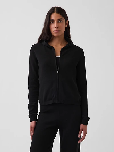 100% Cotton Relaxed Zip Sweater Hoodie