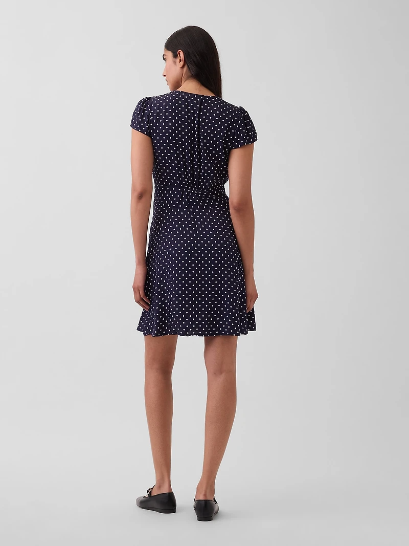 V-Neck Print Mini Dress