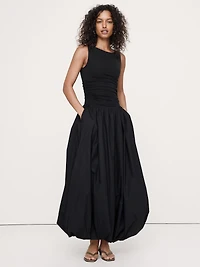 Jersey + Cotton Poplin Bubble-Hem Dress