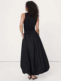 Jersey + Cotton Poplin Bubble-Hem Dress