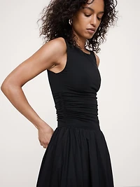 Jersey + Cotton Poplin Bubble-Hem Dress