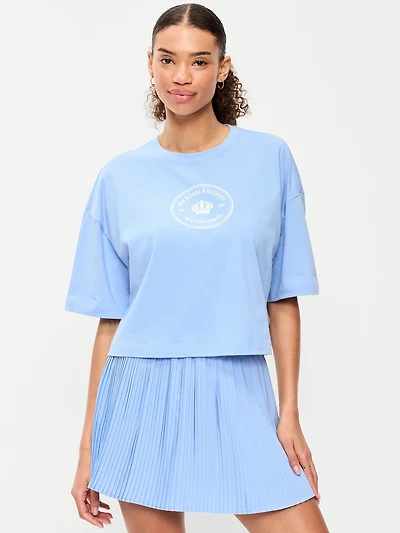 Vintage Crew-Neck Oversized Crop Graphic T-Shirt