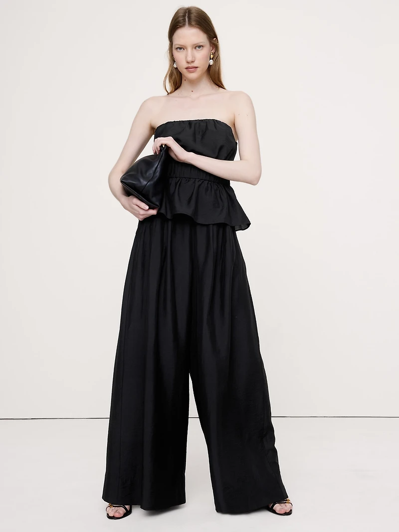 Strapless TENCEL™-Nylon Peplum Top