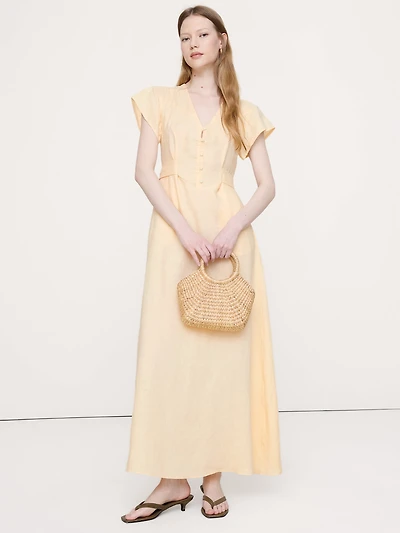 Linen Side-Tie Maxi Dress