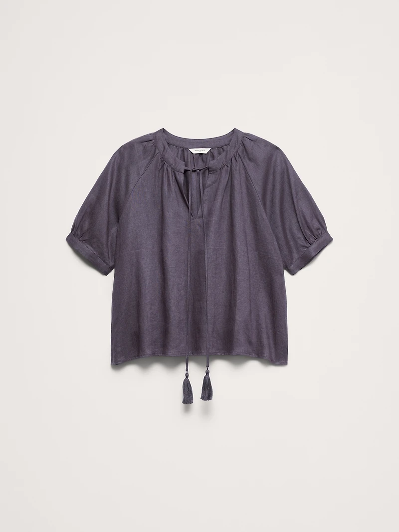 Linen Tassel-Tie Top