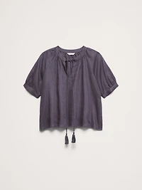 Linen Tassel-Tie Top