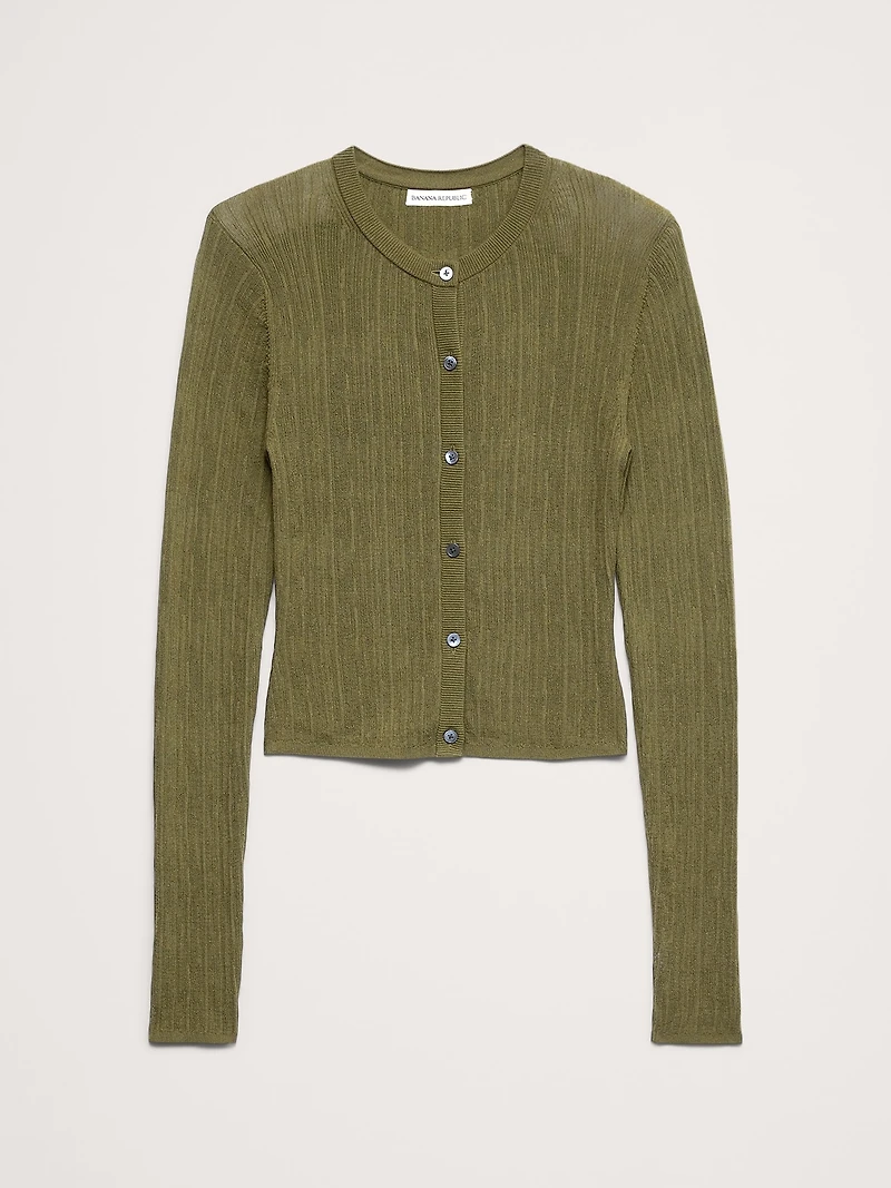 Crinkle Knit Cropped Cardigan