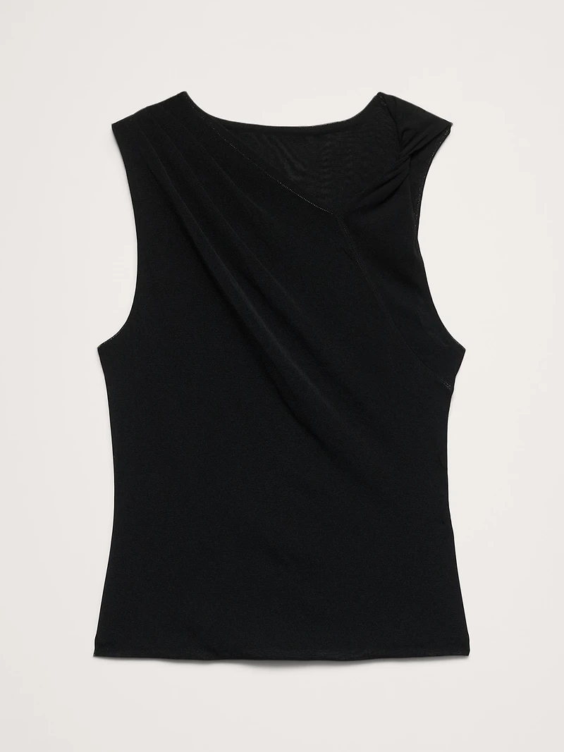 Mesh Twisted-Shoulder Top