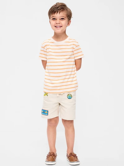 Short en denim coupe généreuse à taille élastique pour tout-petit