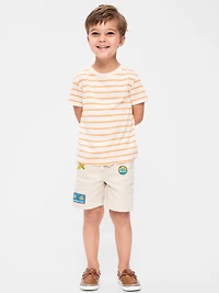 Short en denim coupe généreuse à taille élastique pour tout-petit