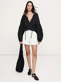 Cotton Poplin Drawstring Top