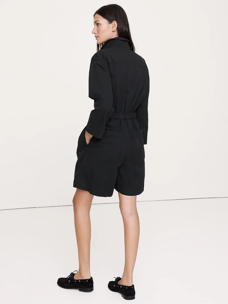 Cotton-Twill Utility Romper