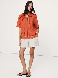 Embroidered Linen Resort Shirt