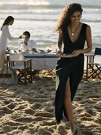 Linen Crossback Maxi Dress