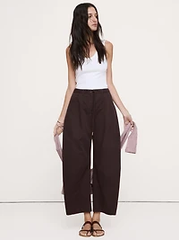 Mid-Rise Barrel Cotton Poplin Pant
