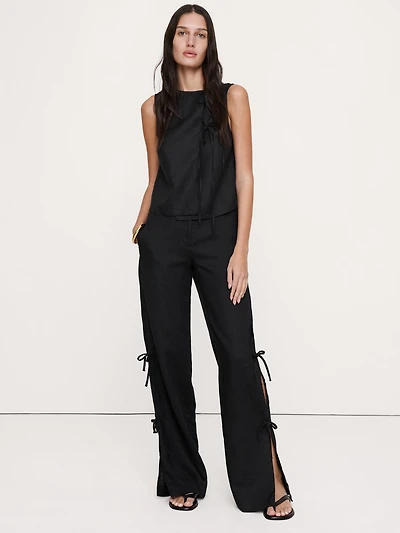 The Everyday Wide-Leg Side-Tie Pant Linen