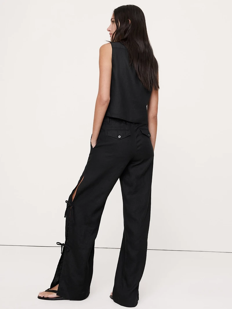 The Everyday Wide-Leg Side-Tie Pant Linen
