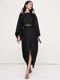 Linen Wrap Maxi Skirt