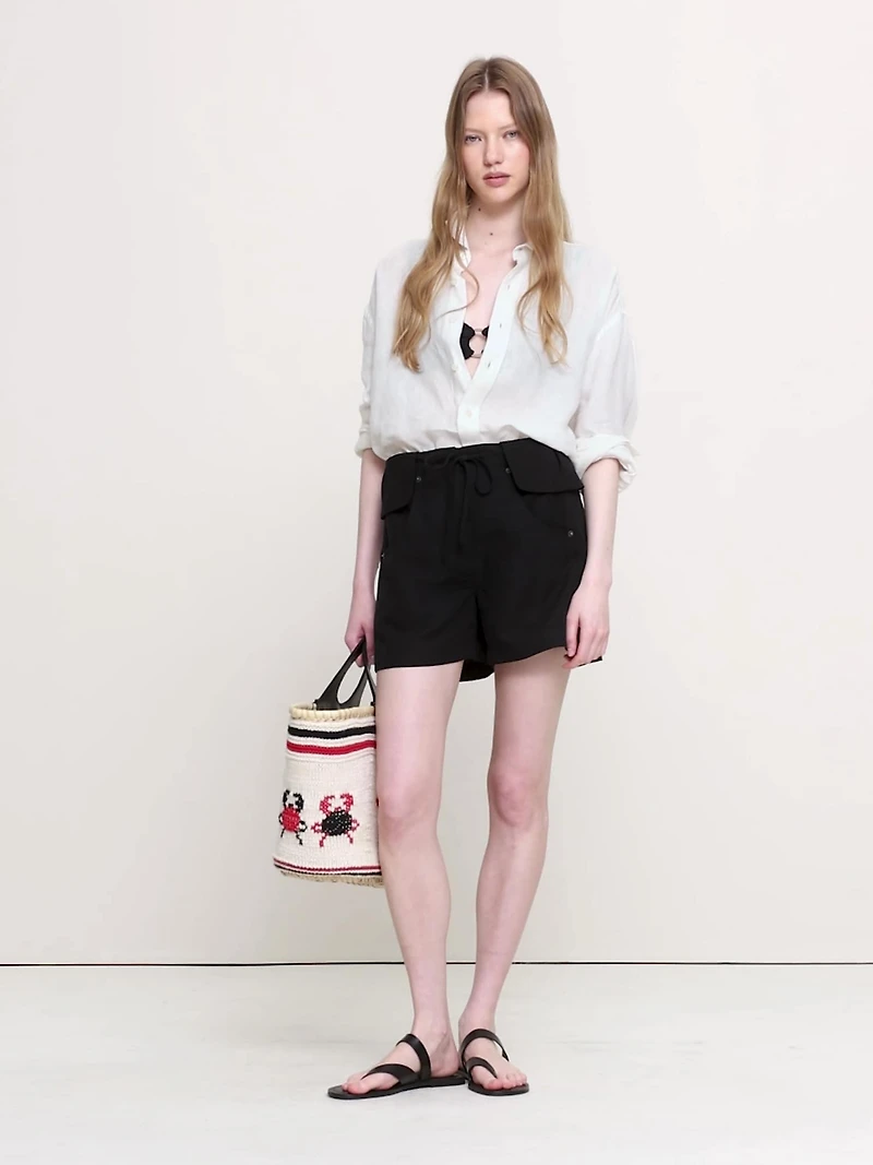 4" TENCEL™-Linen Short with Foldover Waistband
