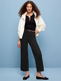 High-Waisted Weekender Pull-On Crop Wide-Leg Jeans