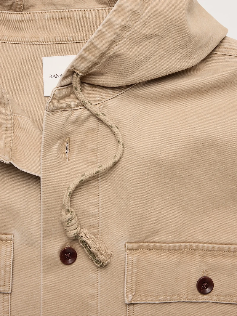 Cotton Twill Hooded Overshirt
