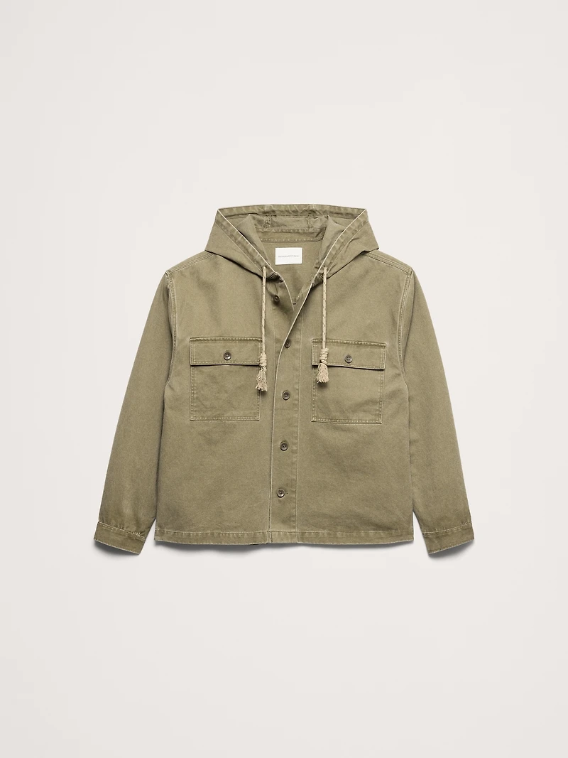 Cotton Twill Hooded Overshirt