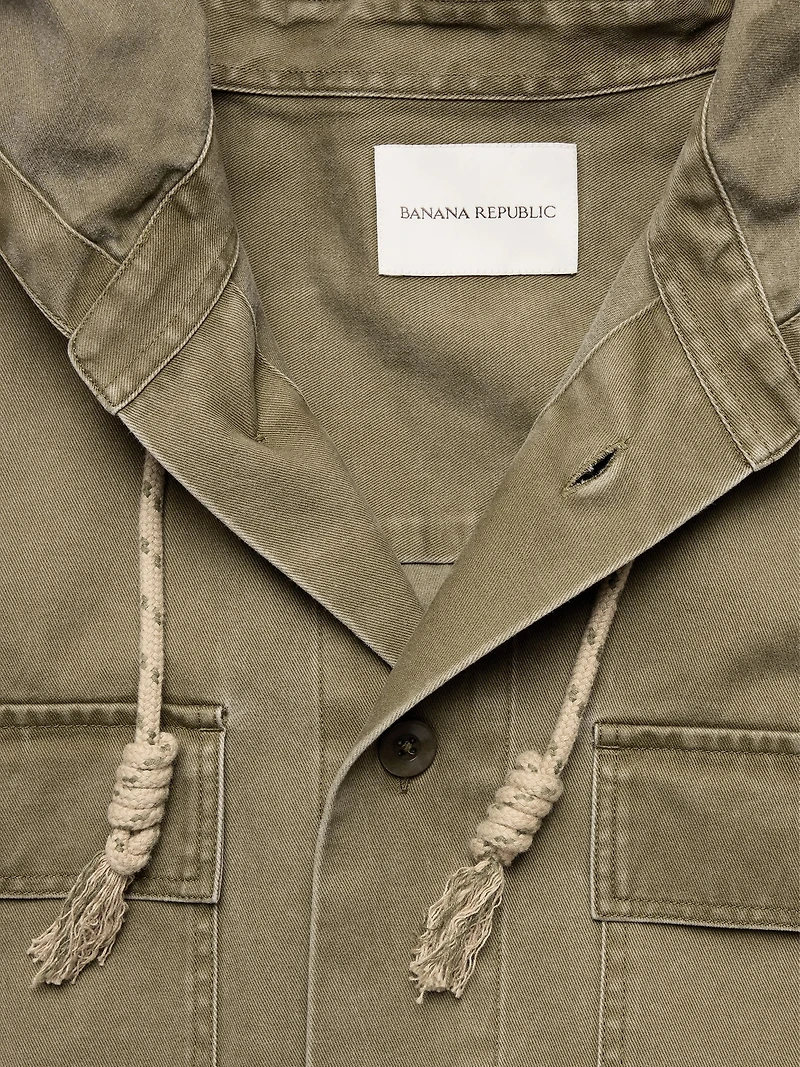 Cotton Twill Hooded Overshirt