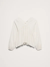 Embroidered Linen-Cotton Top