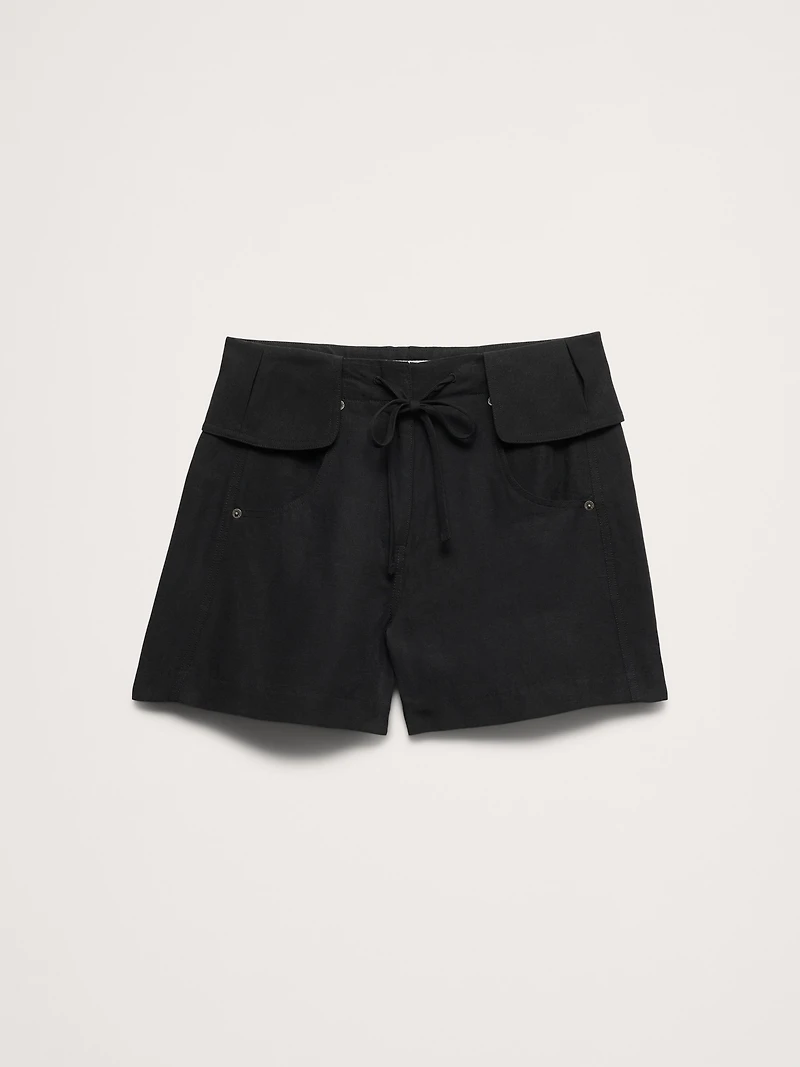 4" TENCEL™-Linen Short with Foldover Waistband