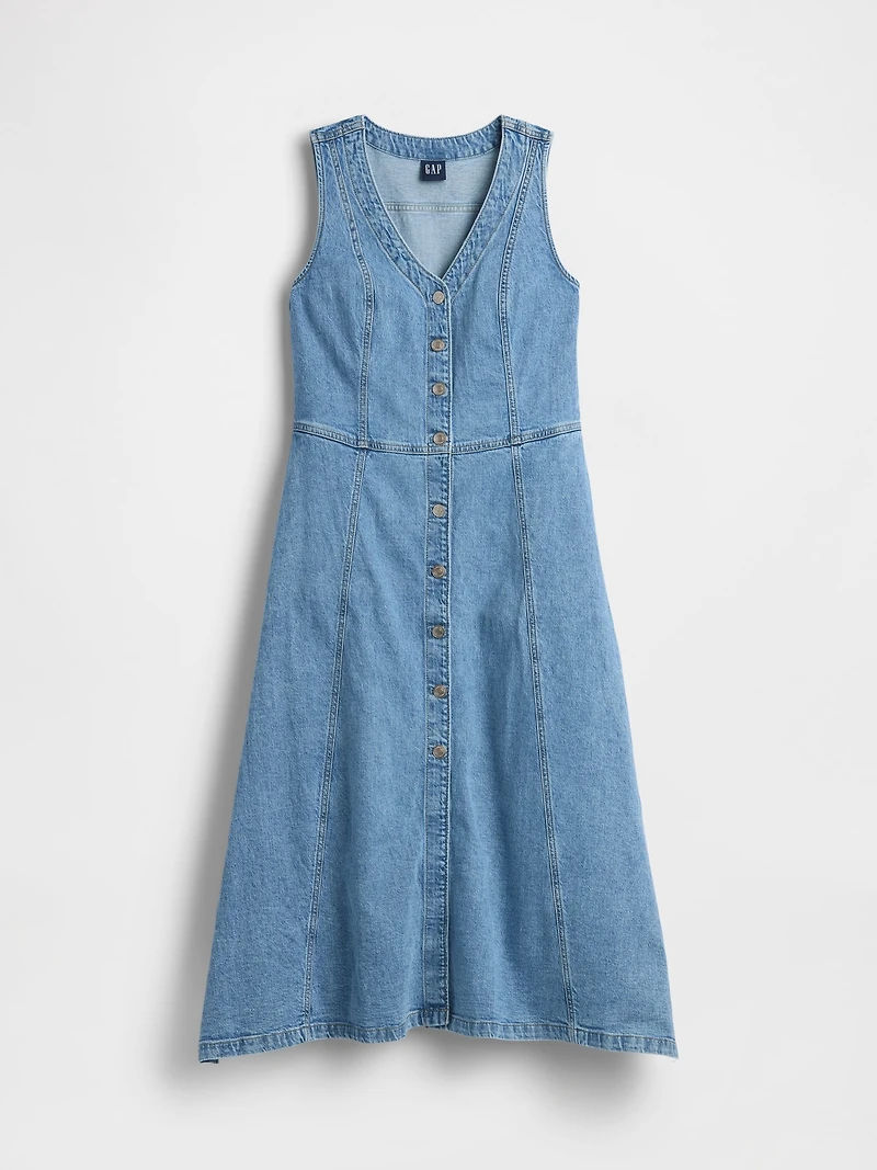 Denim Handkerchief Midi Dress