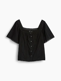 Lace-Trim Square-Neck Swing Top