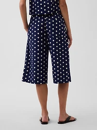 Linen-Blend Relaxed Easy Culotte Pants