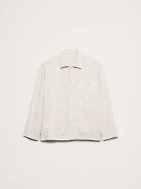Relaxed-Fit Embroidered Linen Long-Sleeve Resort Shirt
