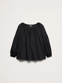 Cotton Poplin Drawstring Top