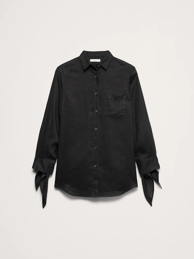 The Oversized Tie-Cuff Shirt Linen