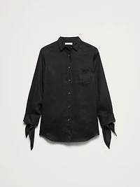 The Oversized Tie-Cuff Shirt Linen