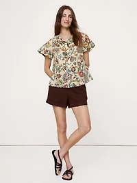 Lightweight Cotton Flutter-Sleeve Top