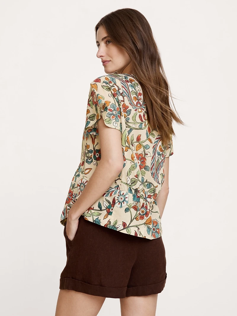 Lightweight Cotton Flutter-Sleeve Top