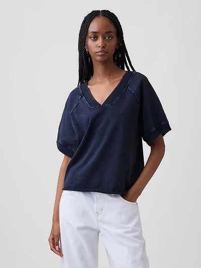 VintageSoft Terry Oversized V-Neck Sweatshirt