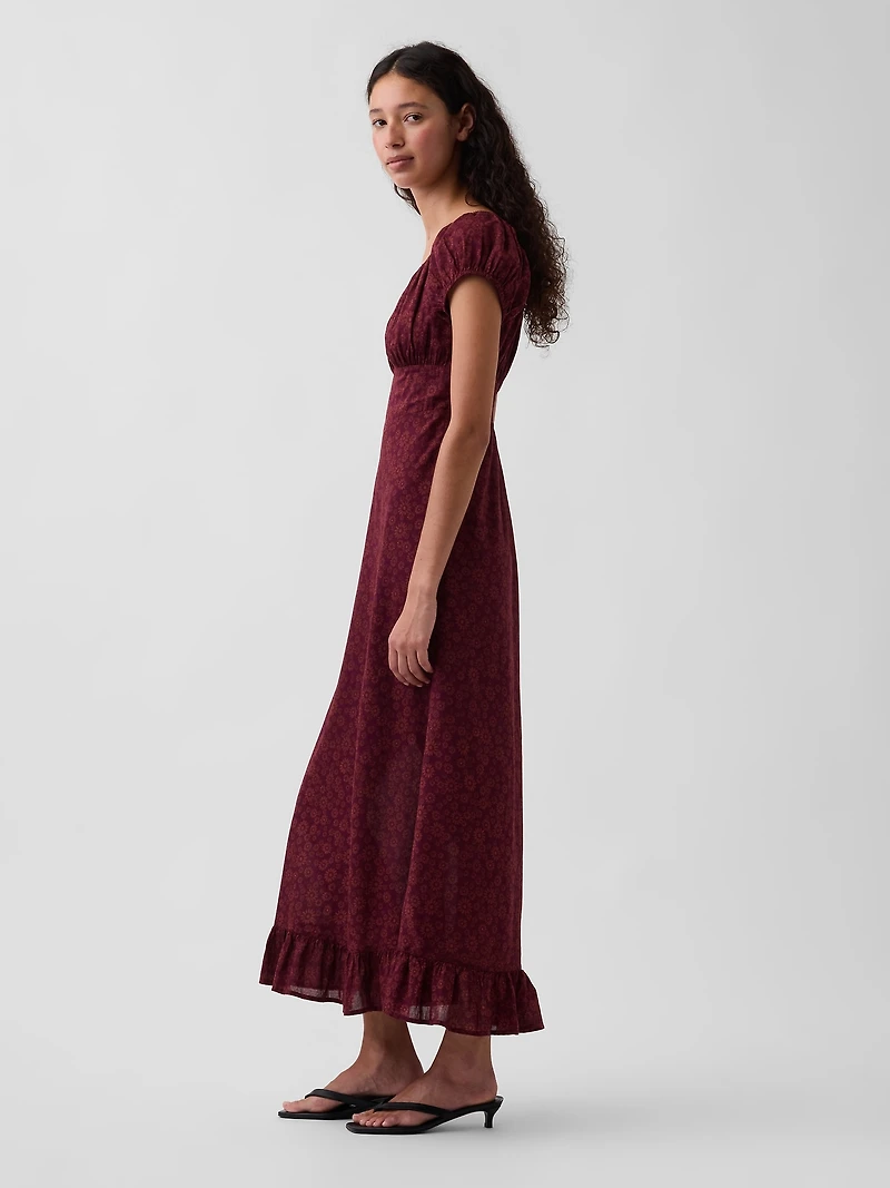 V-Neck Ruffle Hem Maxi Dress