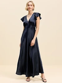 The Occasion by Old Navy Satin Flutter-Sleeve Maxi Dress