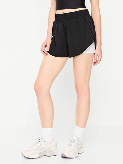 High-Waisted StretchTech 2-In-1 Run Shorts