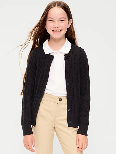 Cable-Knit Cardigan Sweater for Girls