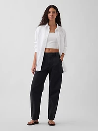 Mid Rise Slim Barrel Utility Pants