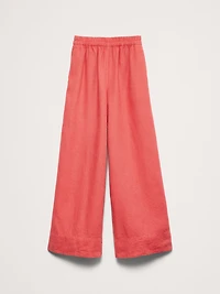 High-Rise Wide-Leg Linen Pull-On Ankle Pant
